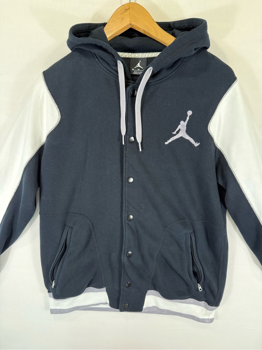Jordan Black and White Hooded Varsity Jacket